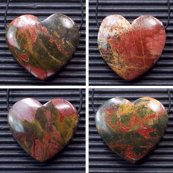 Red Creek Jasper Heart Pendants - Picture 1 of 5